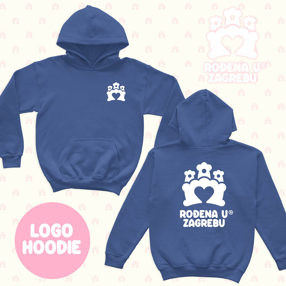 RođenA u Zagrebu Hoodie LOGO - royal blue