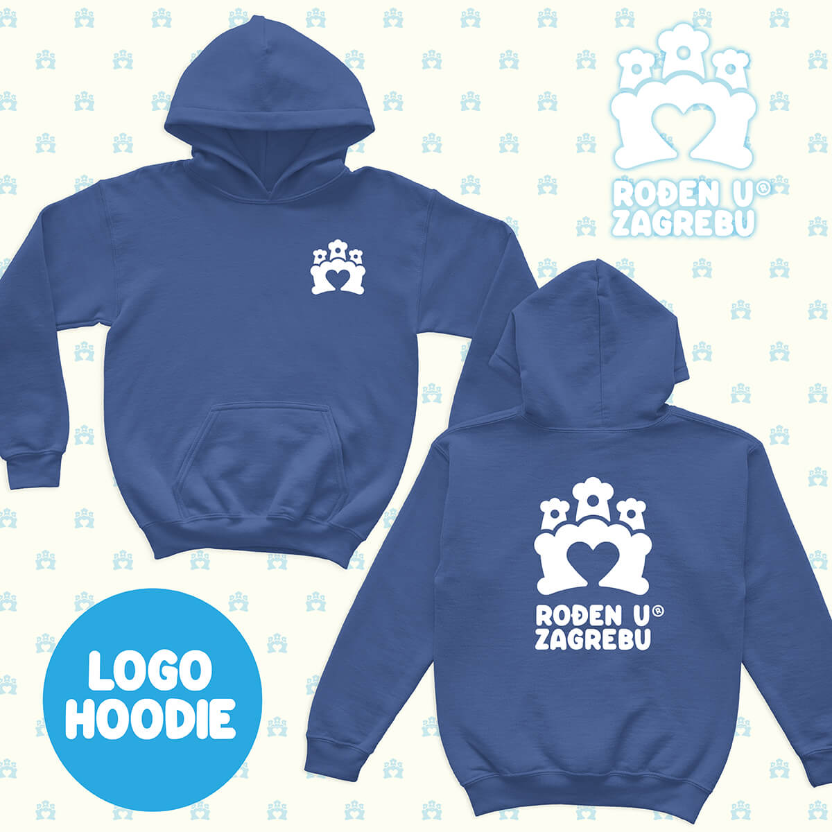 Rođen u Zagrebu Hoodie LOGO – royal blue